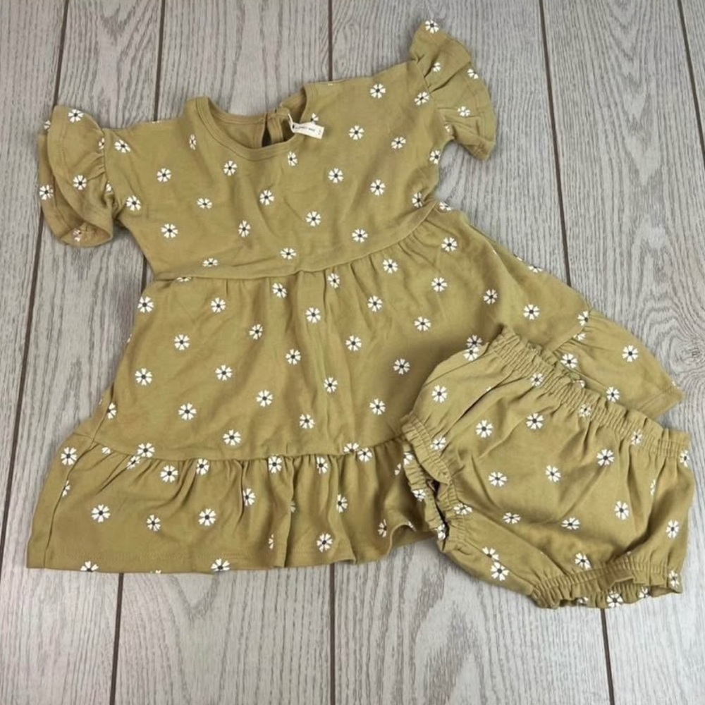 NWT Q by Quincy Mae flutter dress & bloomer set, honey floral, multi size, girls